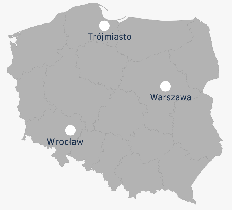 Mapa - PL - Obszar dzialania - 4UProperty Sp. z o.o.